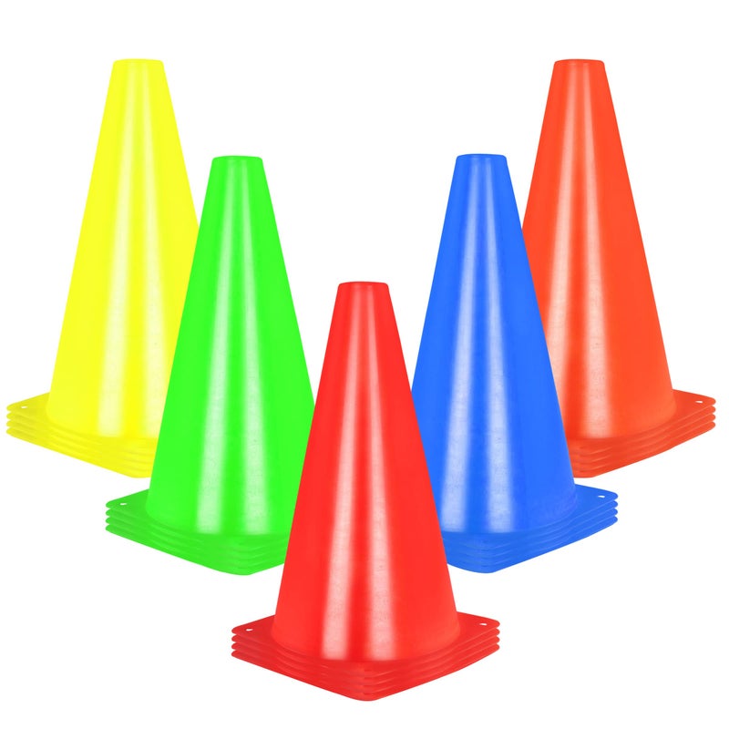 Alyoen 9 inch Traffic Cones, Plastic Sports Cones, Soccer Training Cones for Outdoor Activity & Festive Events (Sets of 10/15/ 20) - Image 1